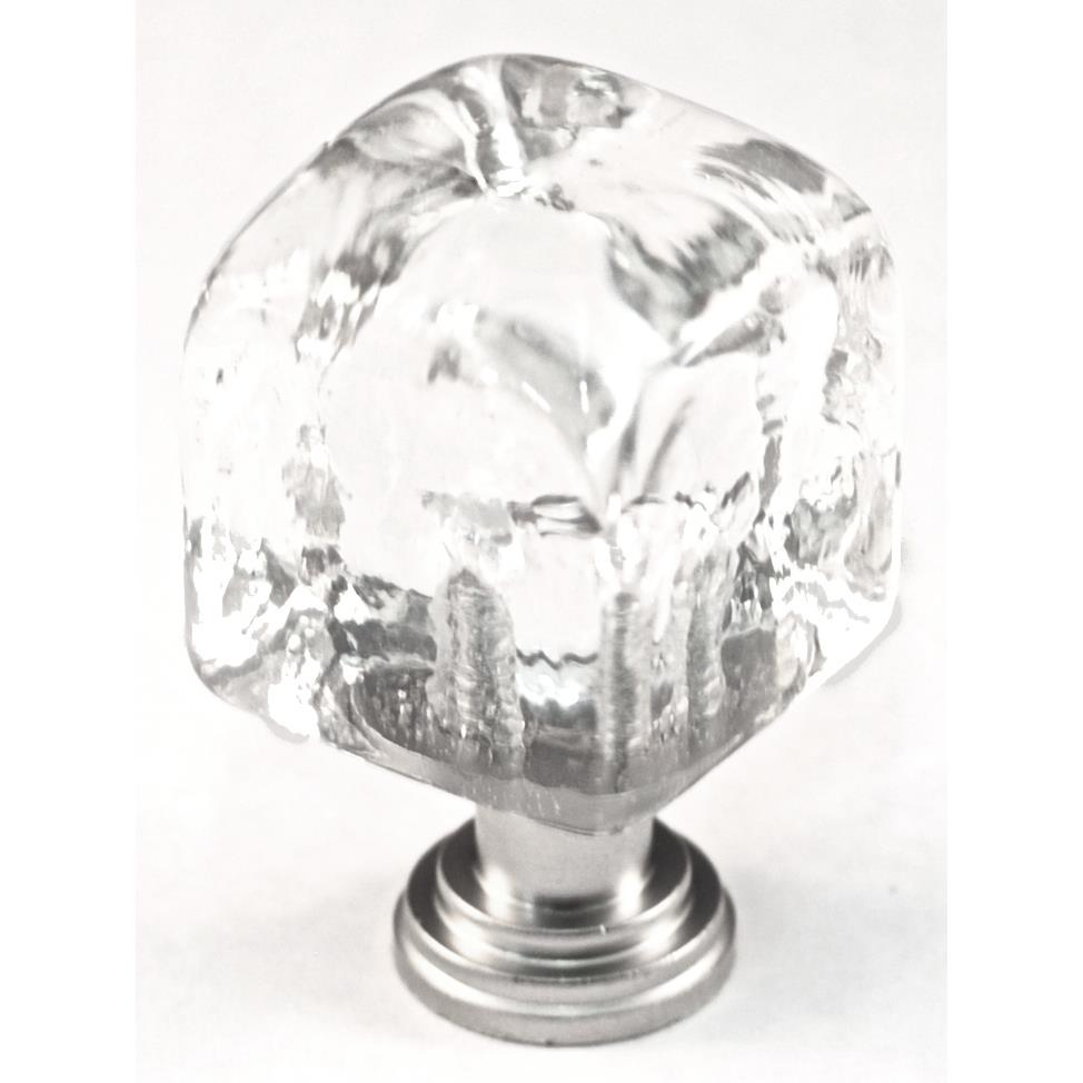 Cal Crystal ARTX CSC SMALL CLEAR CUBE KNOB in Polished Brass